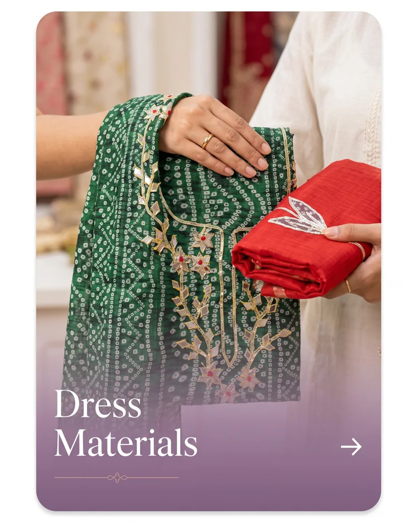 Unstitched Kota suits, gota and chikankari to make your own.