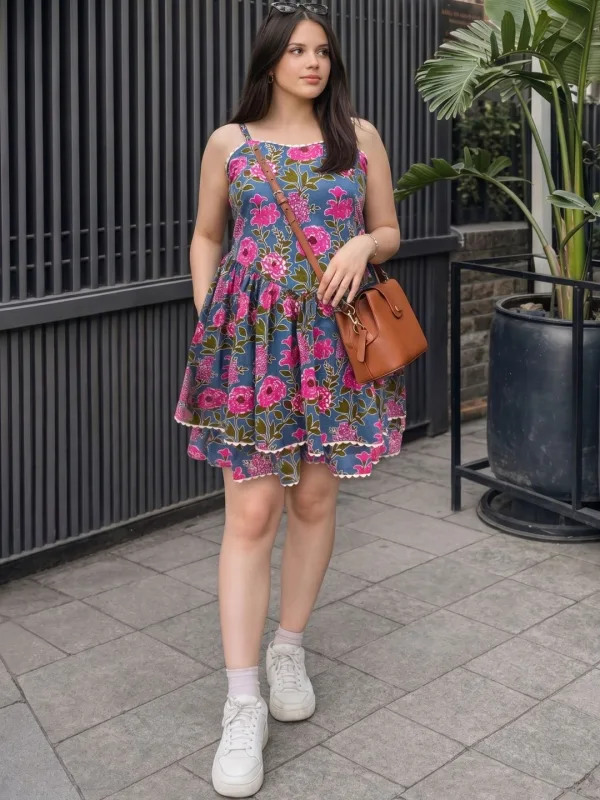 Floral Cotton Fit & Flare Midi Dress