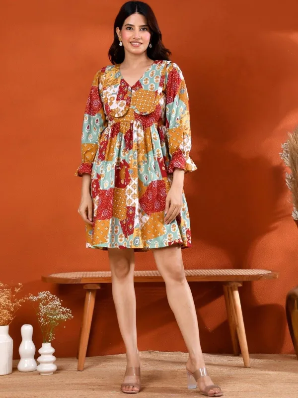 Bohemian Cotton Fit & Flare Midi Dress